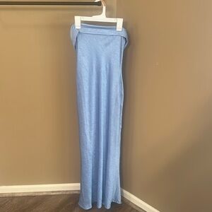 RUNWAY midi strapless light blue dress size S